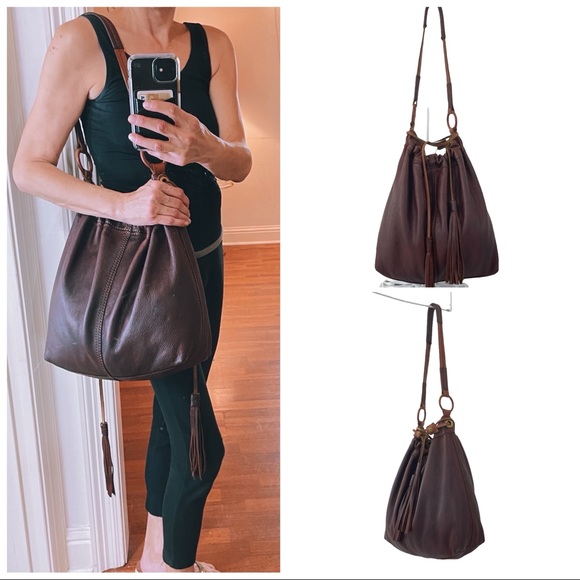 Lucky Brand Handbags - VERY RARE! LARGE Lucky Brand Distressed Whiskey Leather Messenger Hobo Bag